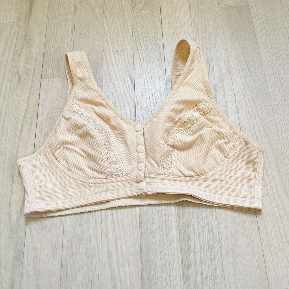 BUY 1 GET 1 FREE comfortable tan cotton bra no wire button front